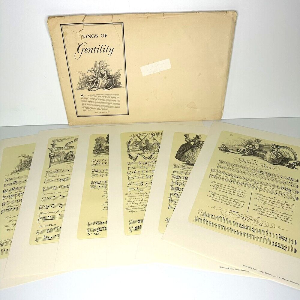 6 Songs of‎ Gentility Reproduction Posters Sheet Music George Bickham Vintage